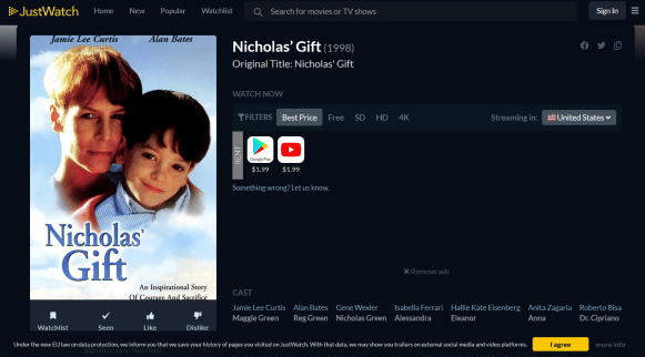 Just Watch: Nicholas' Gift movie